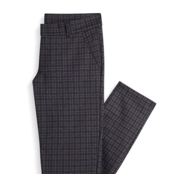 Kut From the Kloth Elyse Plaid Printed Slim Straight Leg Stretch Pants 10S NWT - Picture 1 of 8